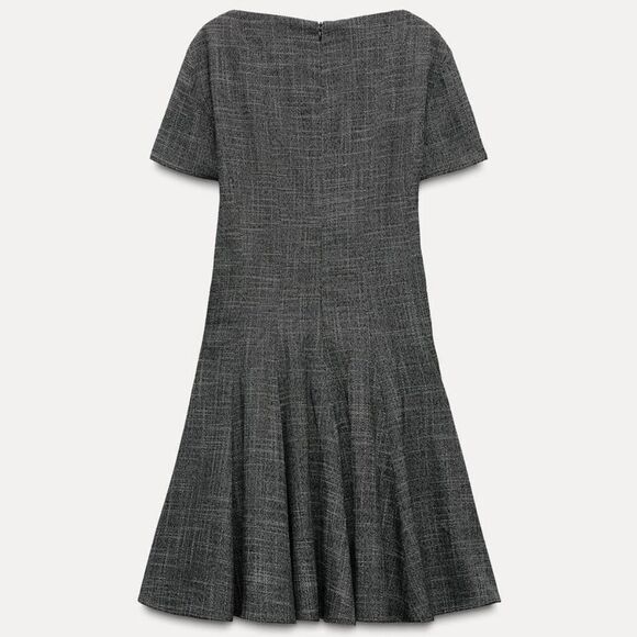 NWT ZARA FULL SKIRT MINI DRESS ZW COLLECTION gray - Picture 6 of 12
